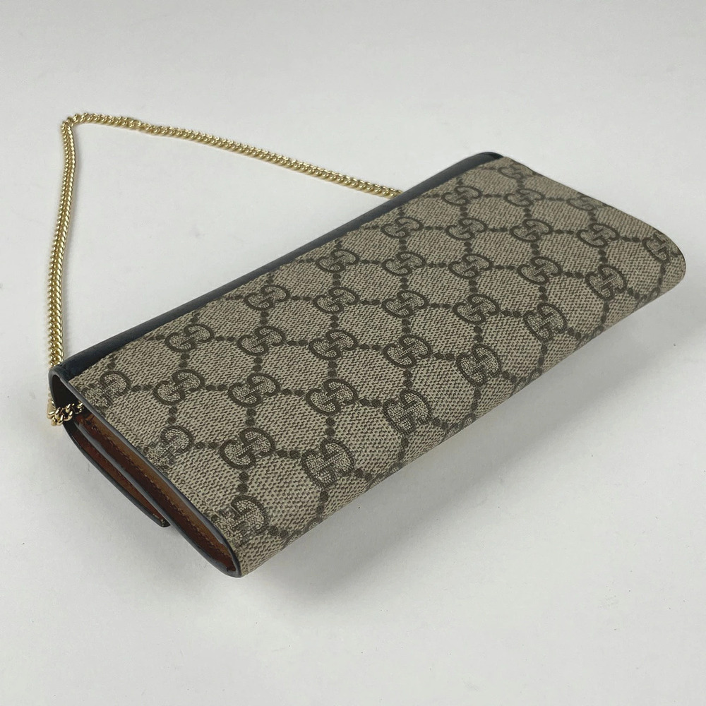 Gucci billfold crossbody chain bag Wallet wallet beige canvas GG shoulder long